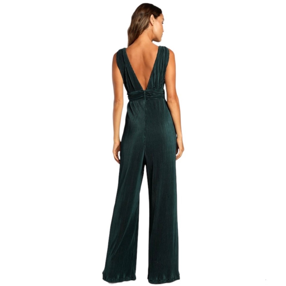 Lulus Plisse Be Mine Green Wide-Leg Jumpsuit - Picture 2 of 6